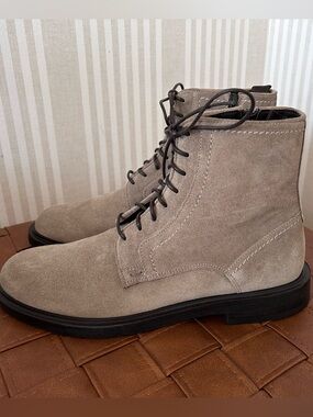 Steve Madden Men's Gray Taupe Suede Lace Up Boots Made in Italy NEW Size 8